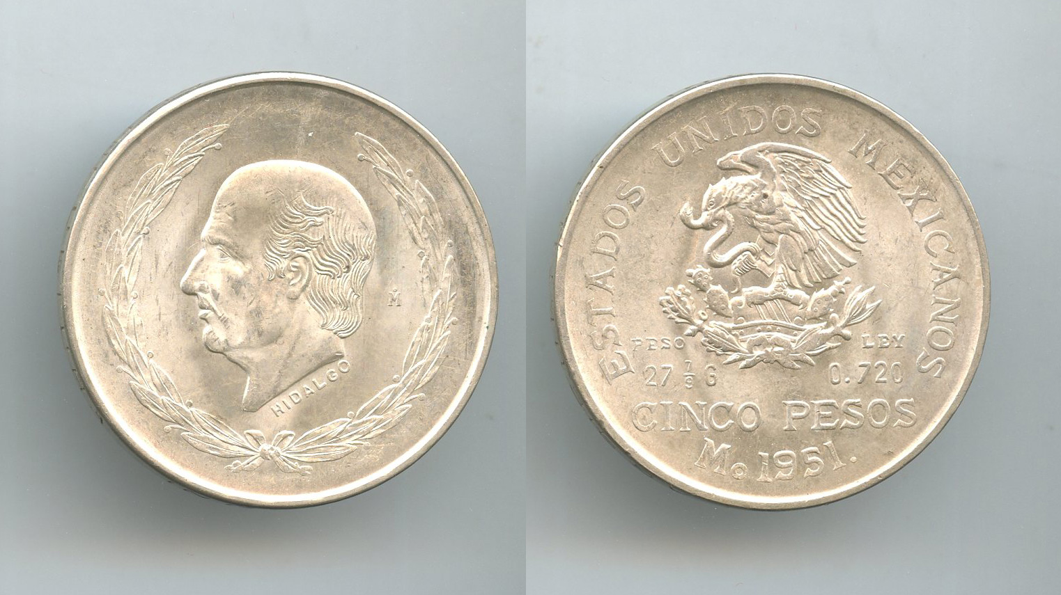 MESSICO, 5 Pesos 1951 "Hidalgo"