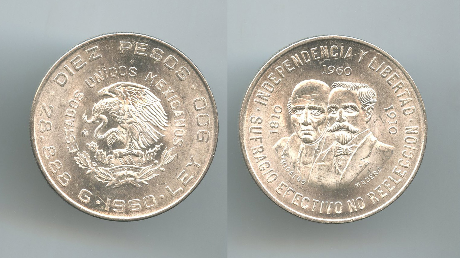 MESSICO, 10 Pesos 1960 "150 anni guerra indipendenza"