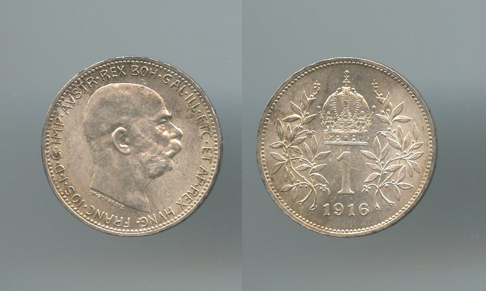 AUSTRIA, Franz Joseph (1848-1916) Corona 1916 A AUSTRIA, Franz Joseph (1848-1916) Corona 1916 A