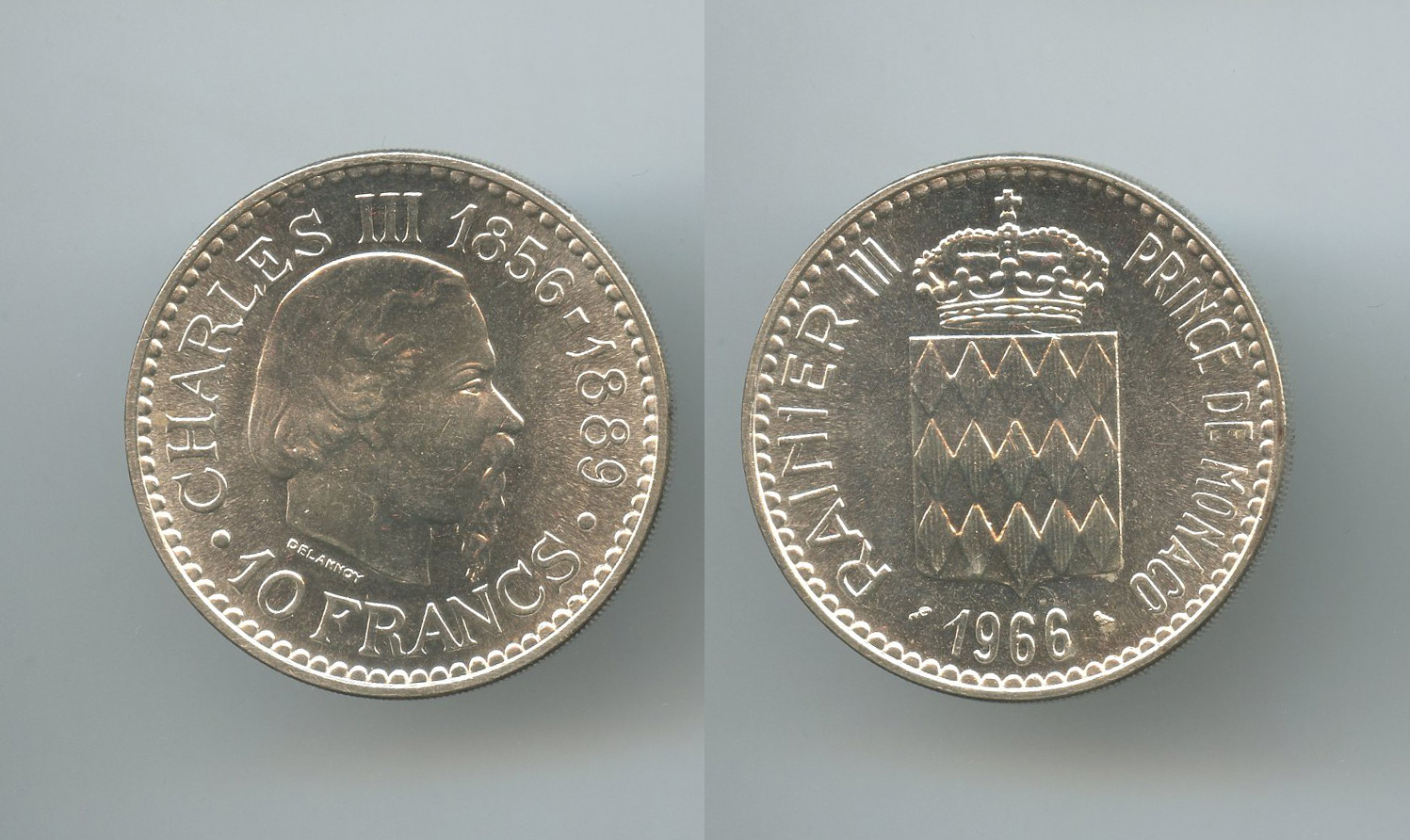 MONACO, Rainier III (1949-2005) 10 Francs 1966