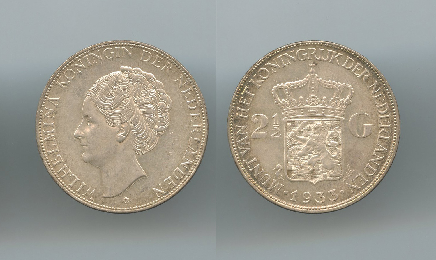 PAESI BASSI, Wilhelmina (1890-1948) 2,5 Gulden 1933