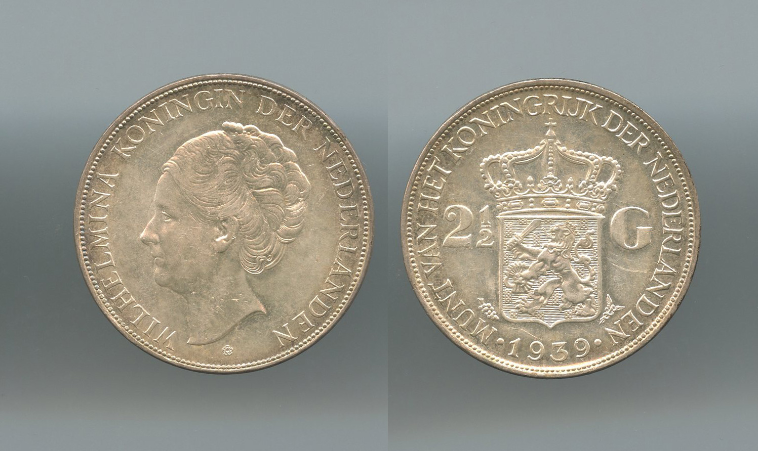 PAESI BASSI, Wilhelmina (1890-1948) 2,5 Gulden 1939