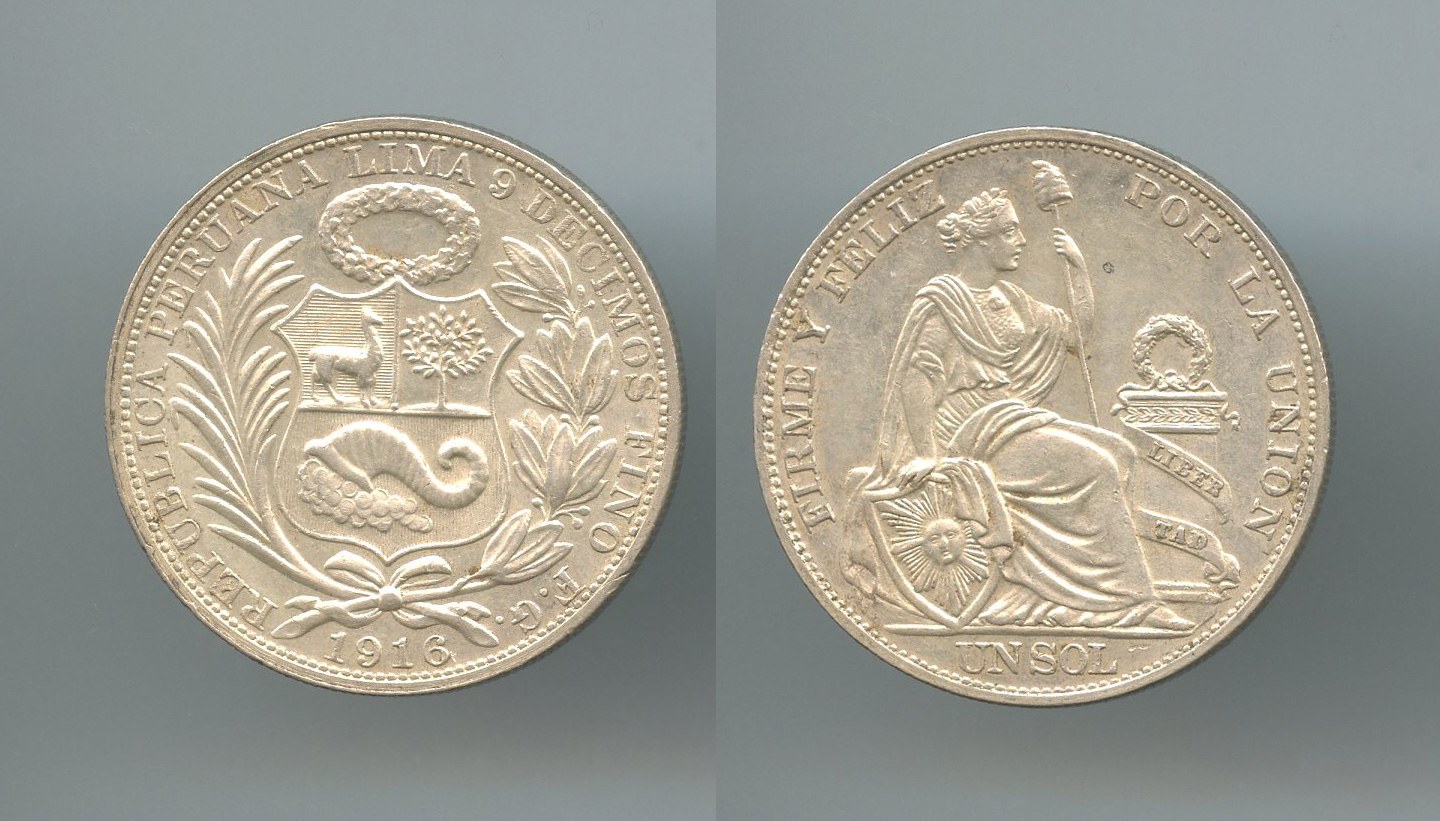 PERU, Repubblica, Sol 1916 FG