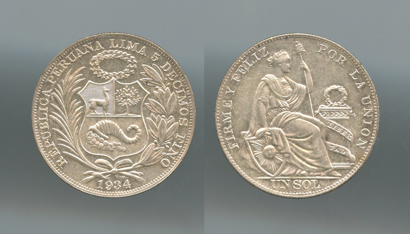 PERU, Repubblica, Sol 1934