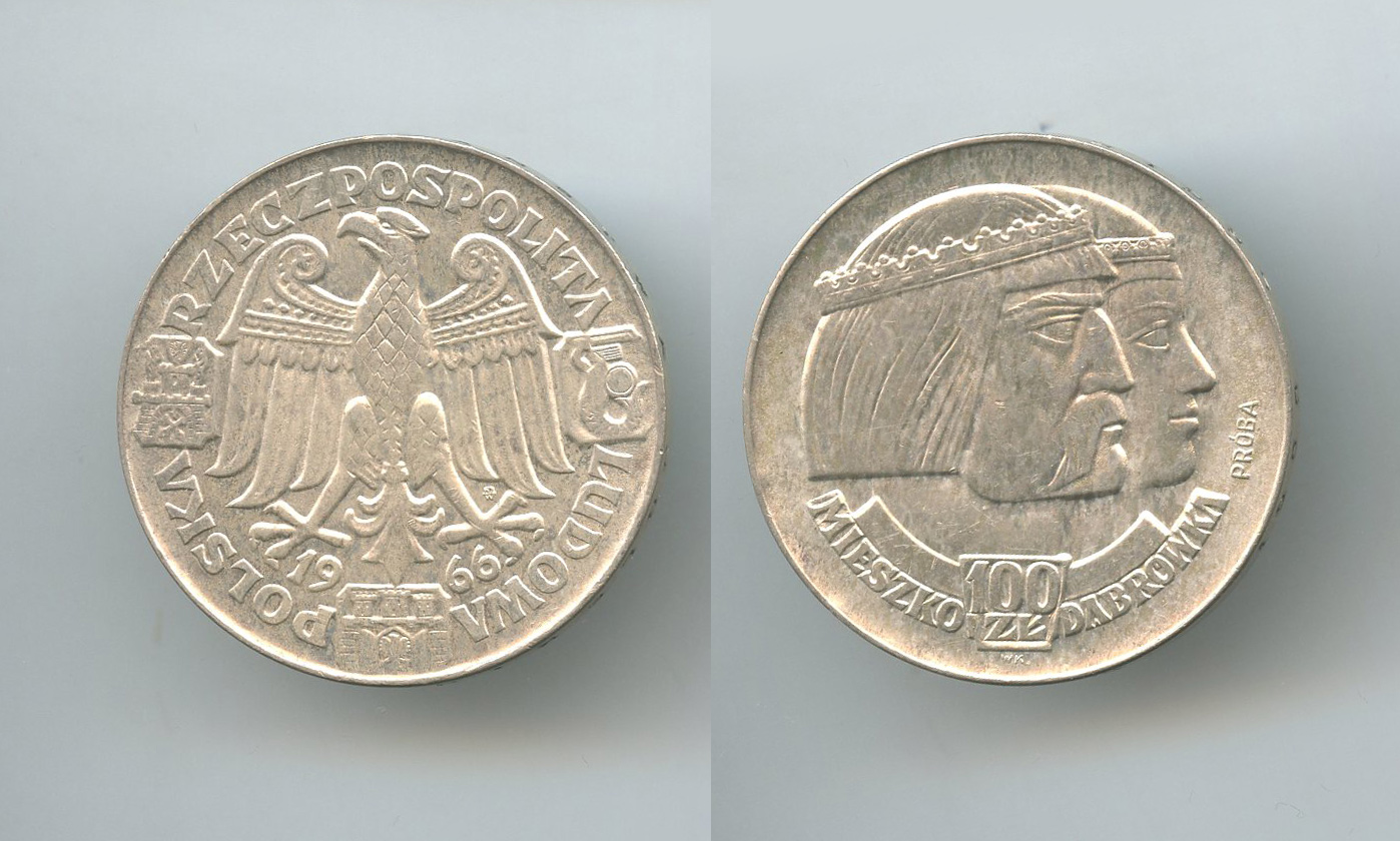 POLONIA, 100 Zlotych 1966 PROVA