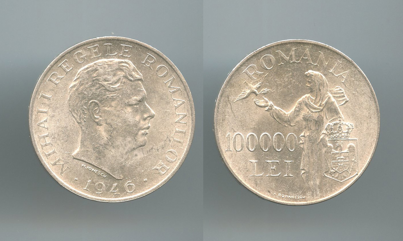 ROMANIA, Mihai I (1940-1947) 100.000 Lei 1946
