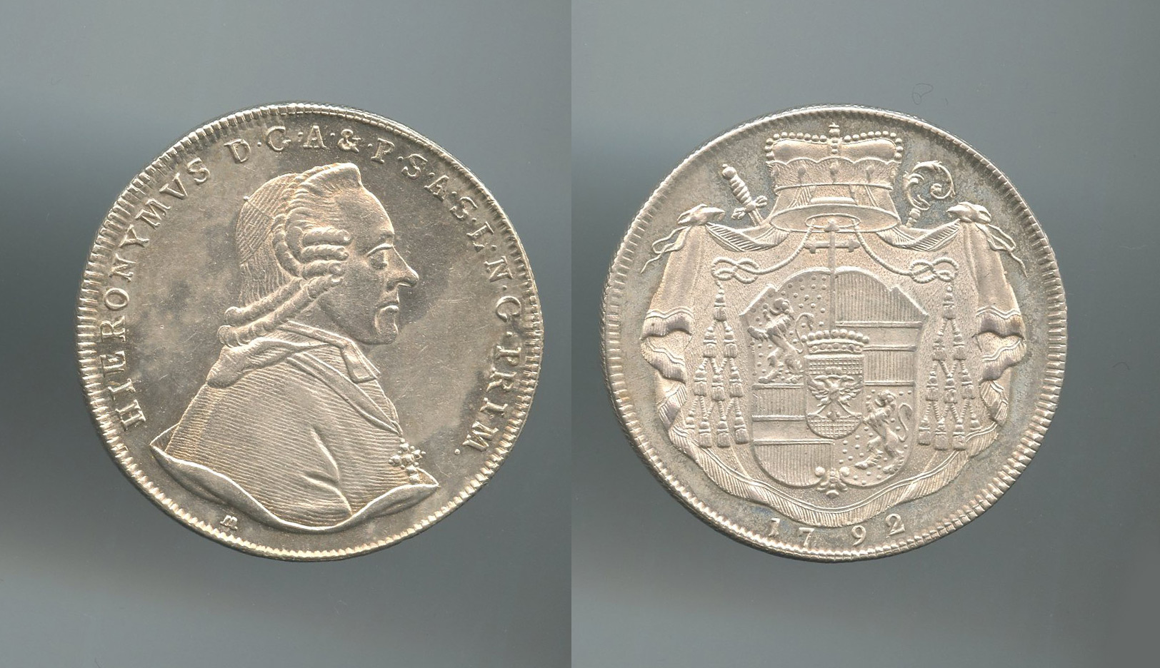 AUSTRIA, Salisburgo, Hyeronymus Graf von Colloredo (1772-1803) Tallero 1792 AUSTRIA, Salisburgo, Hyeronymus Graf von Colloredo (1772-1803) Tallero 1792