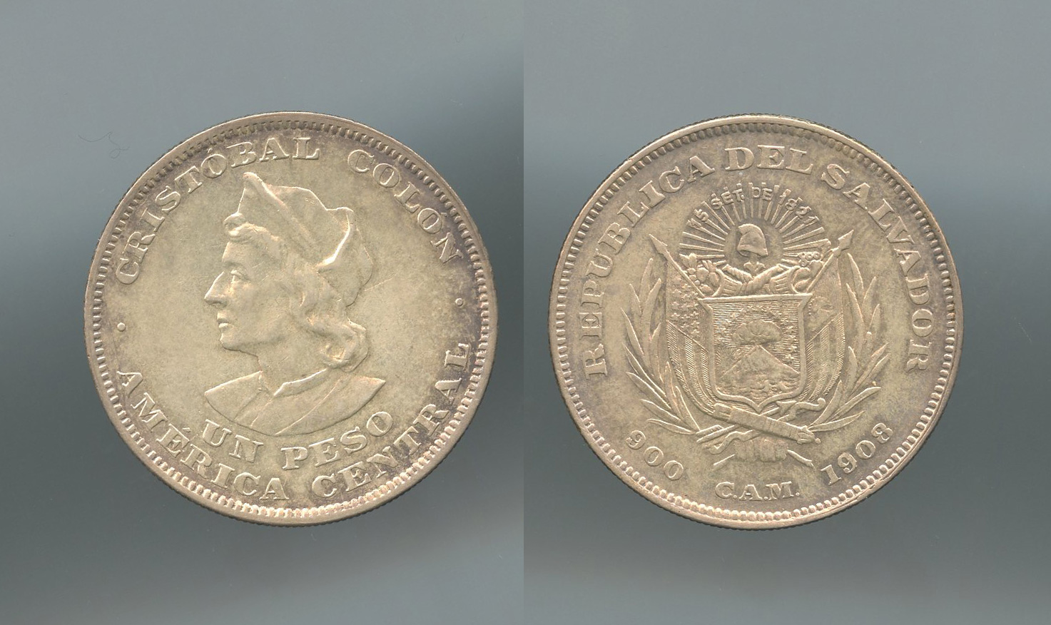 EL SALVADOR, Peso 1908 C.A.M. (Colon)