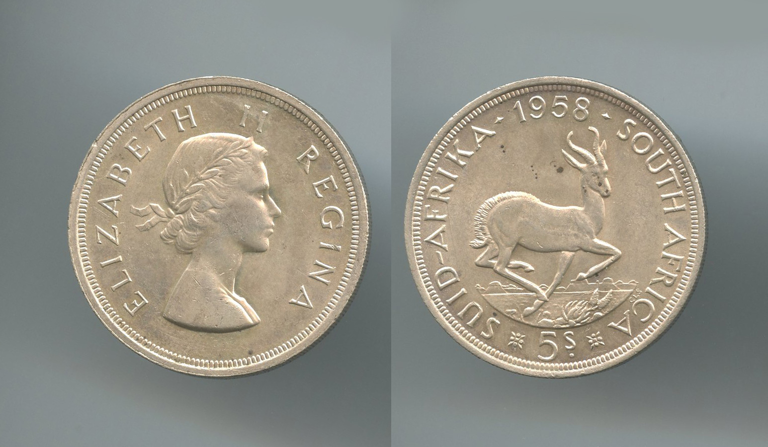 SUDAFRICA, Elizabeth II (1952-2022) 5 Shillings 1958