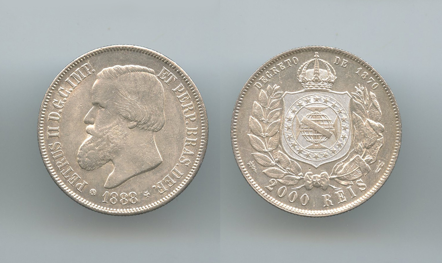 BRASILE, Pedro II (1831-1889) 2000 Reis 1888