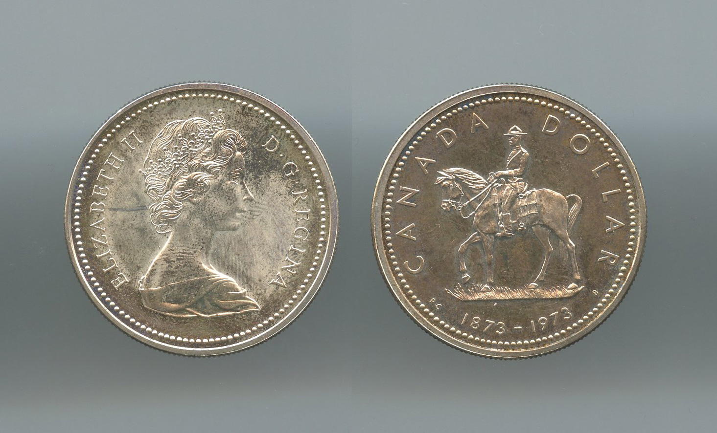 CANADA, Elizabeth II, Dollar 1973 "Centenario Mounted Police"
