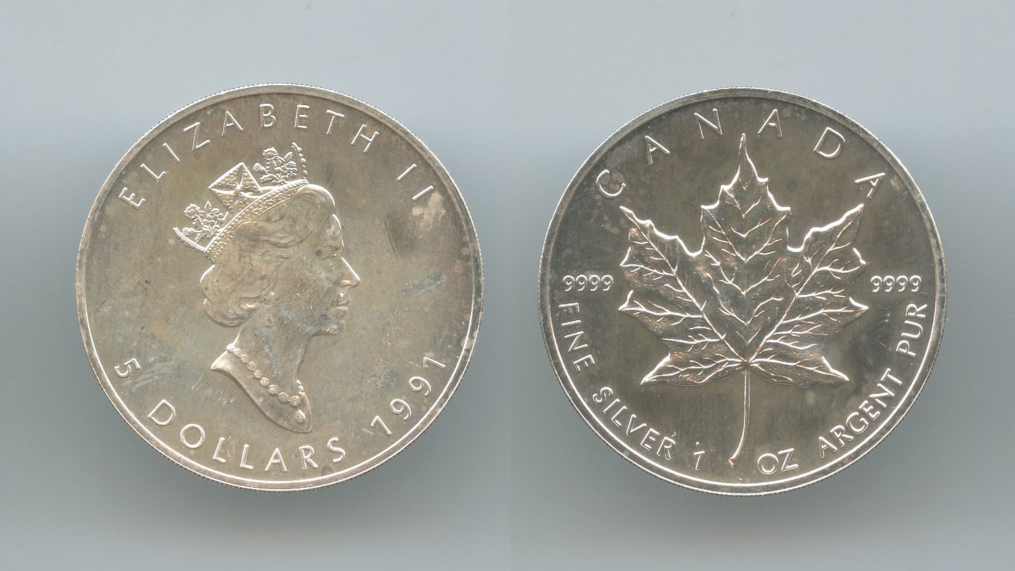 CANADA, Elizabeth II, 5 Dollars 1991 Maple
