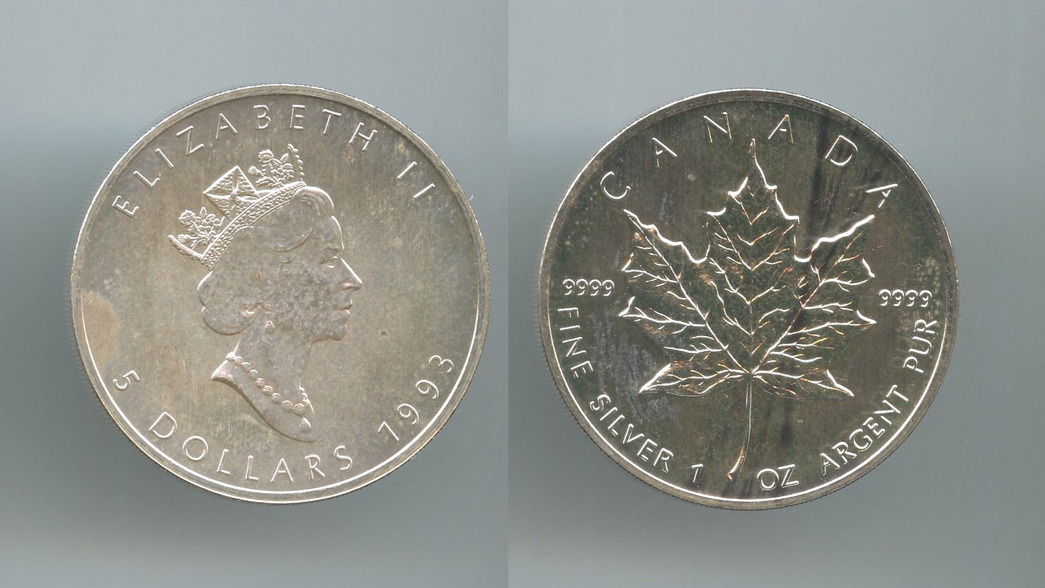 CANADA, Elizabeth II, 5 Dollars 1993 Maple