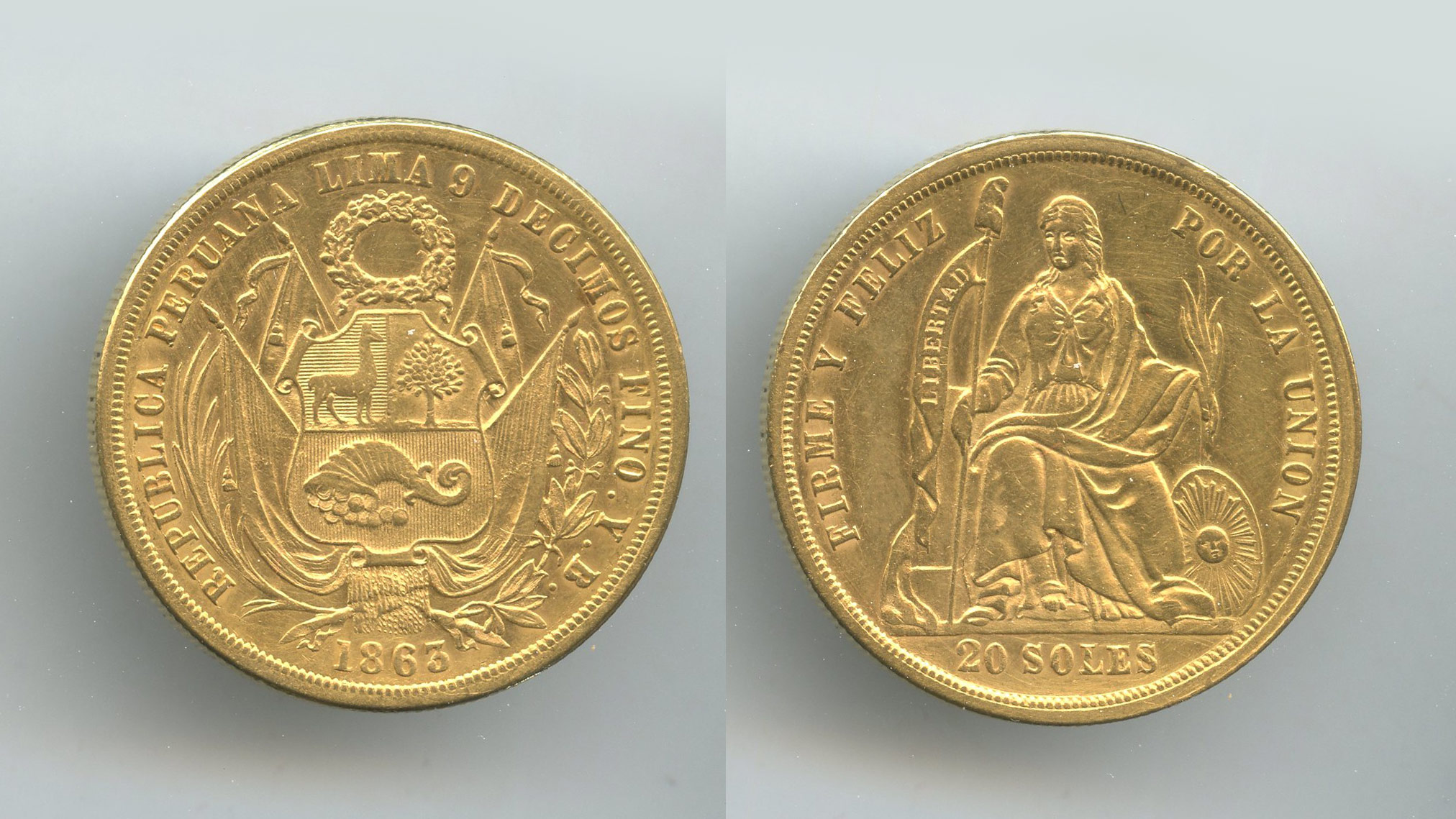 PERU, 20 Soles 1863