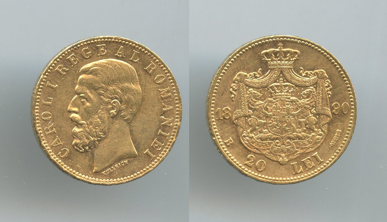 ROMANIA, Carol I (1881-1894) 20 Lei 1890