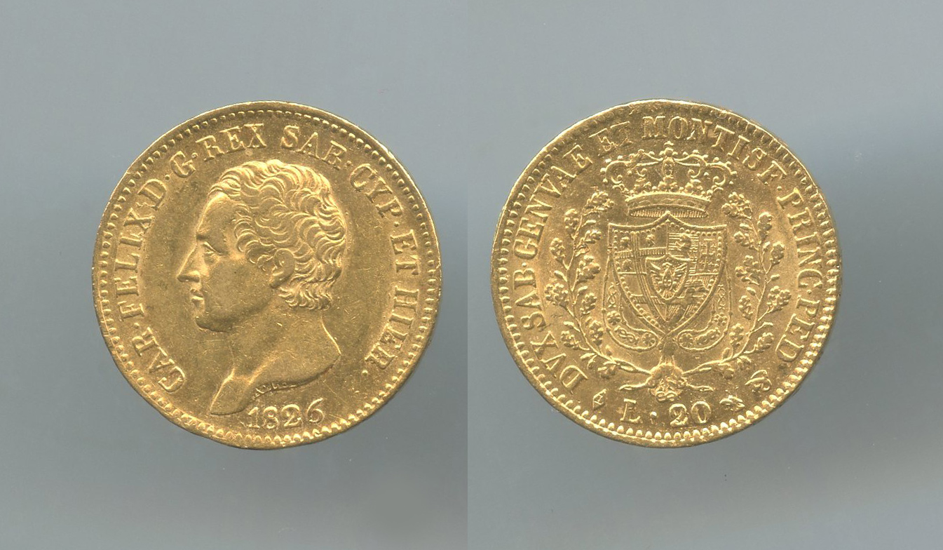 REGNO DI SARDEGNA, Carlo Felice (1821-1831) 20 Lire 1826 Torino