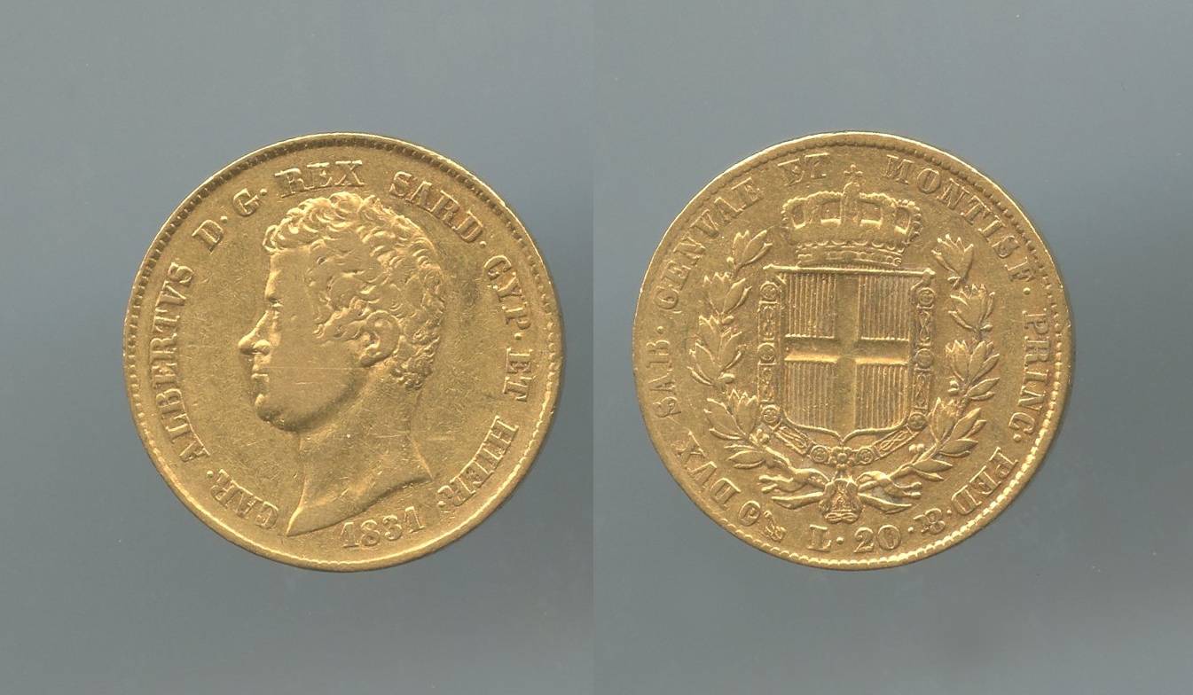 REGNO DI SARDEGNA, Carlo Alberto (1831-1849) 20 Lire 1831 Torino