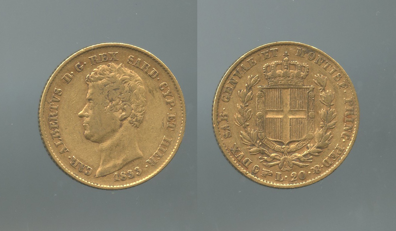 REGNO DI SARDEGNA, Carlo Alberto (1831-1849) 20 Lire 1833 Torino