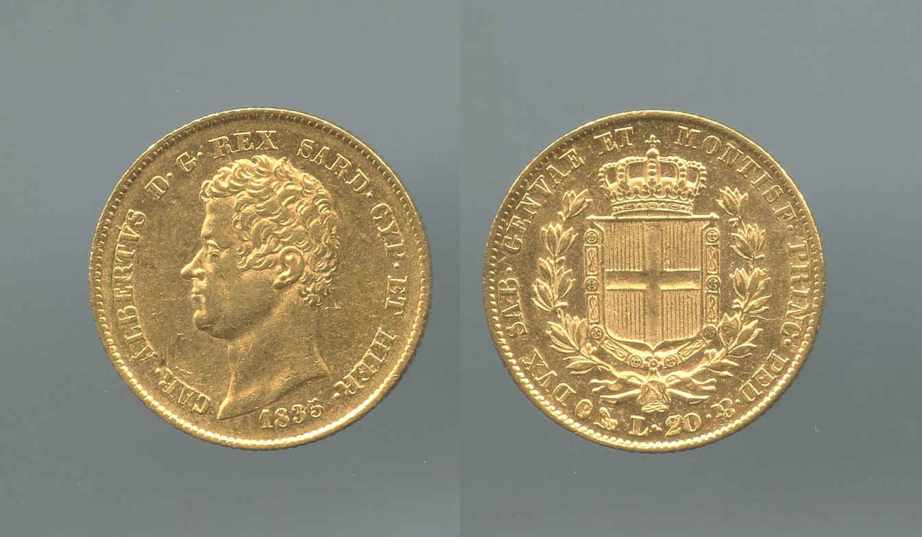 REGNO DI SARDEGNA, Carlo Alberto (1831-1849) 20 Lire 1835 Genova