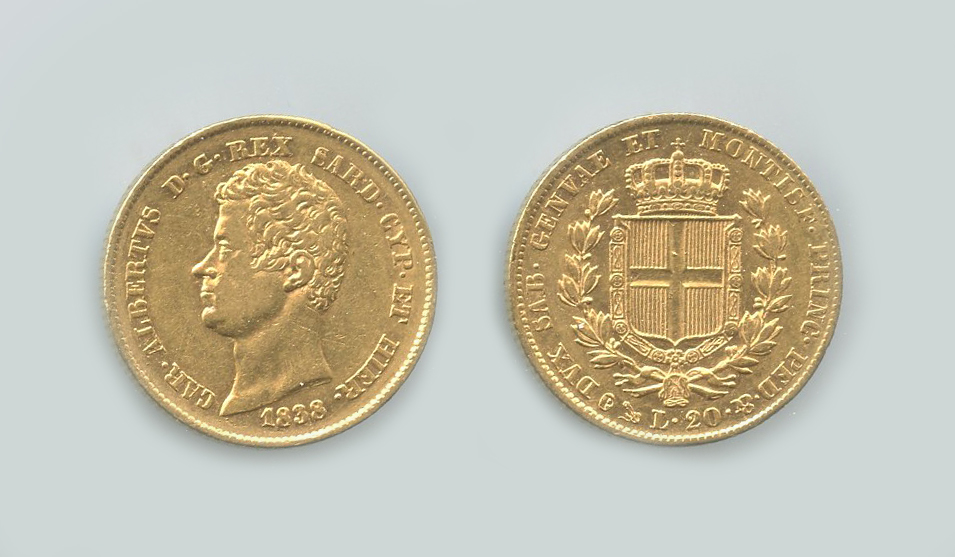 REGNO DI SARDEGNA, Carlo Alberto (1831-1849) 20 Lire 1838 Genova