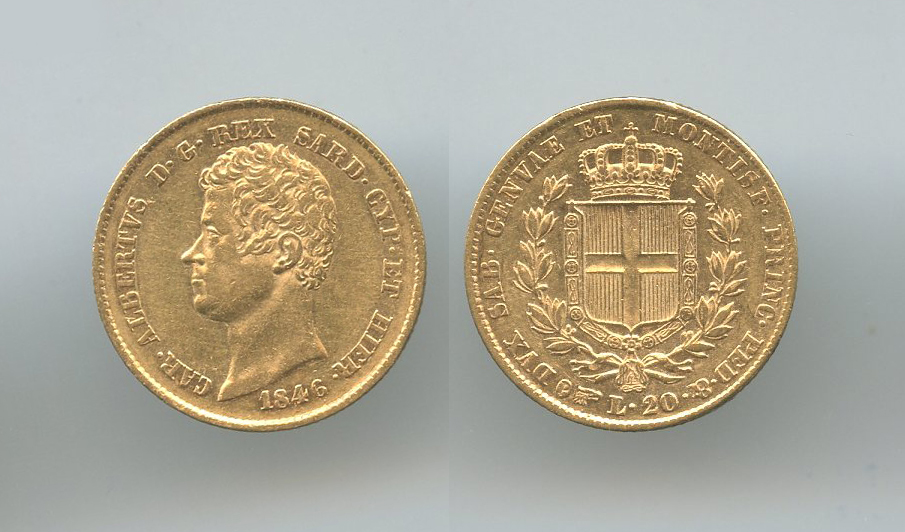 REGNO DI SARDEGNA, Carlo Alberto (1831-1849) 20 Lire 1846 Torino