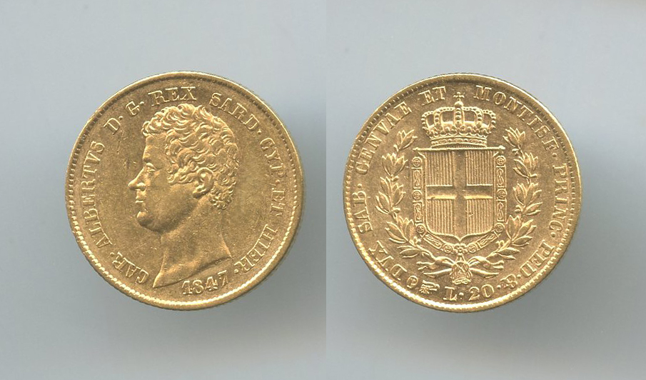 REGNO DI SARDEGNA, Carlo Alberto (1831-1849) 20 Lire 1847 Torino