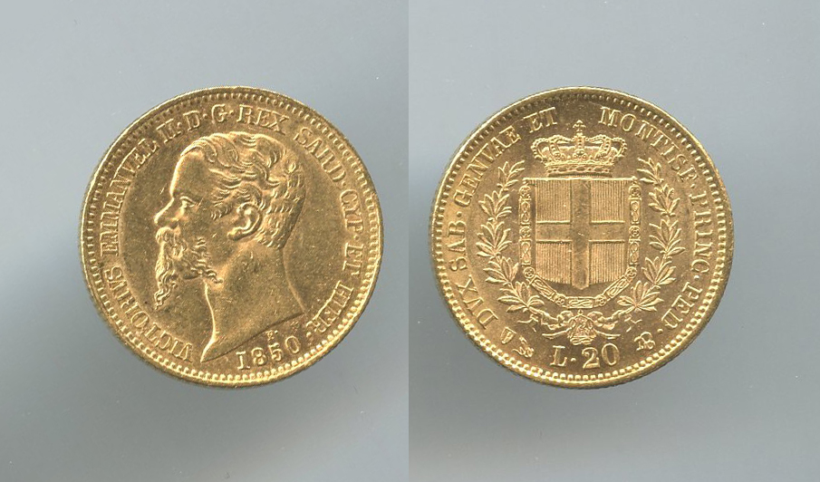 REGNO DI SARDEGNA, Vittorio Emanuele II (1849-1861) 20 Lire 1850 Genova