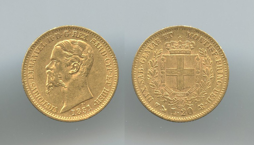 REGNO DI SARDEGNA, Vittorio Emanuele II (1849-1861) 20 Lire 1851 Genova