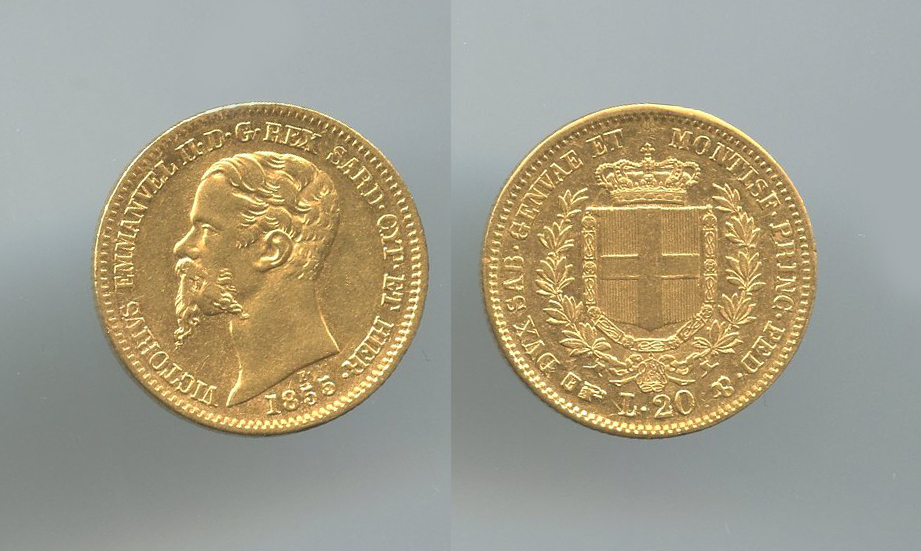 REGNO DI SARDEGNA, Vittorio Emanuele II (1849-1861) 20 Lire 1855 Torino