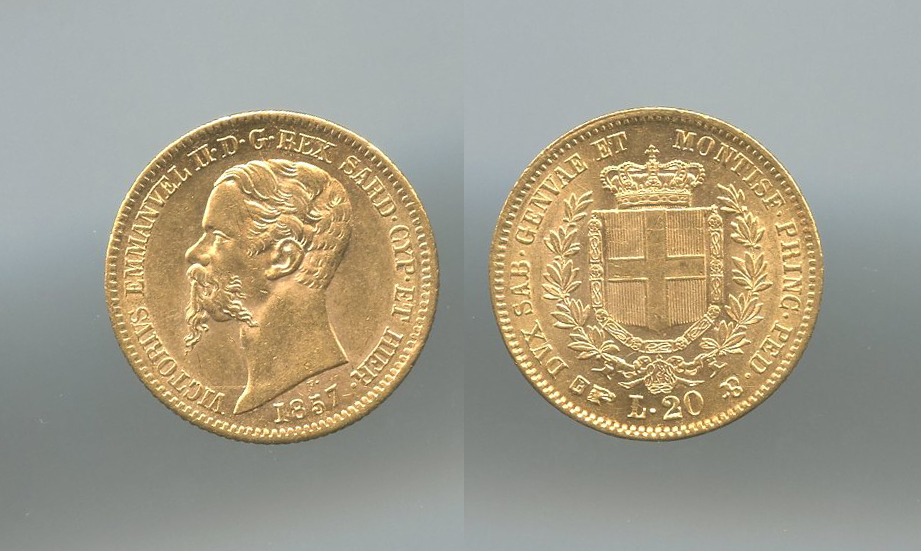 REGNO DI SARDEGNA, Vittorio Emanuele II (1849-1861) 20 Lire 1857 Torino
