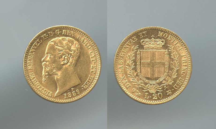 REGNO DI SARDEGNA, Vittorio Emanuele II (1849-1861) 20 Lire 1859 Genova