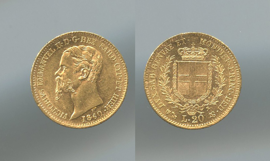 REGNO DI SARDEGNA, Vittorio Emanuele II (1849-1861) 20 Lire 1860 Genova
