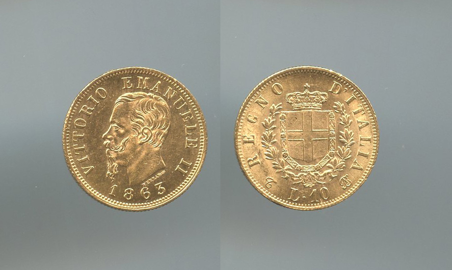 REGNO D' ITALIA, Vittorio Emanuele II (1861-1878) 10 Lire 1863 Torino REGNO D' ITALIA, Vittorio Emanuele II (1861-1878) 10 Lire 1863 Torino