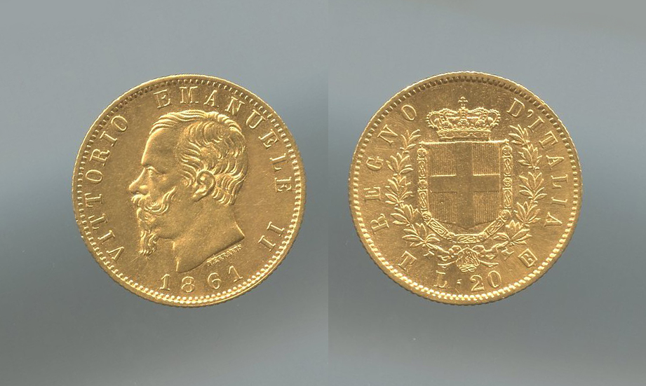 REGNO D' ITALIA, Vittorio Emanuele II (1861-1878) 20 Lire 1861 Torino