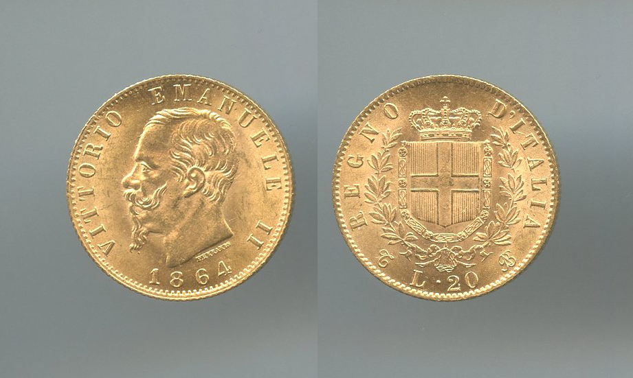 REGNO D' ITALIA, Vittorio Emanuele II (1861-1878) 20 Lire 1864 Torino