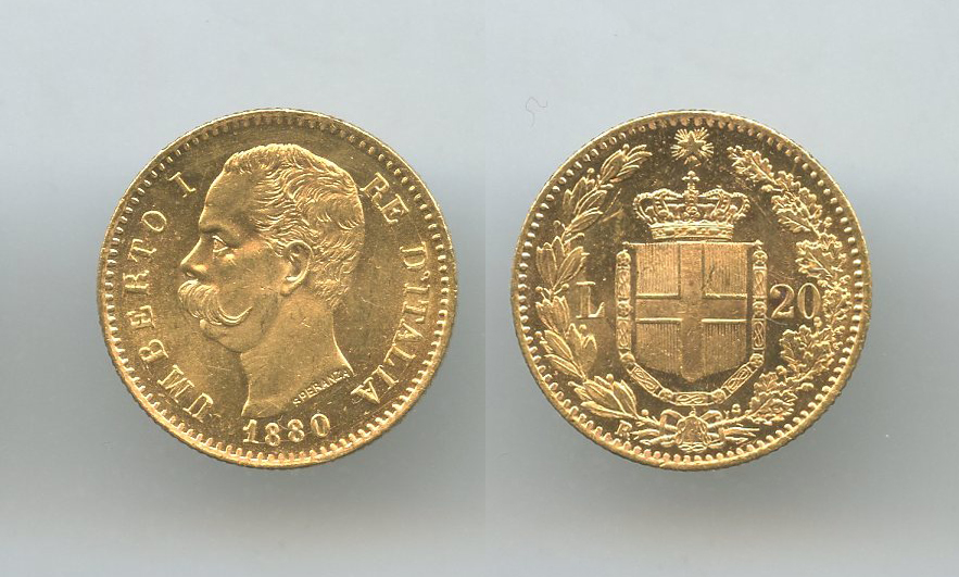 REGNO D' ITALIA, Umberto I (1878-1900) 20 Lire 1880 Roma REGNO D' ITALIA, Umberto I (1878-1900) 20 Lire 1880 Roma