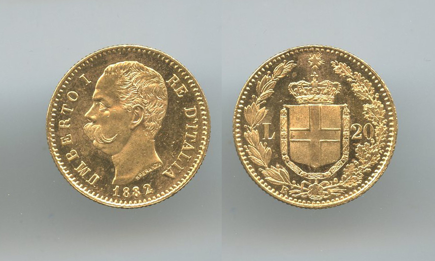 REGNO D' ITALIA, Umberto I (1878-1900) 20 Lire 1882 REGNO D' ITALIA, Umberto I (1878-1900) 20 Lire 1882