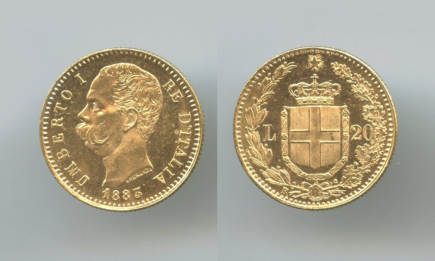 REGNO D' ITALIA, Umberto I (1878-1900) 20 Lire 1883 REGNO D' ITALIA, Umberto I (1878-1900) 20 Lire 1883