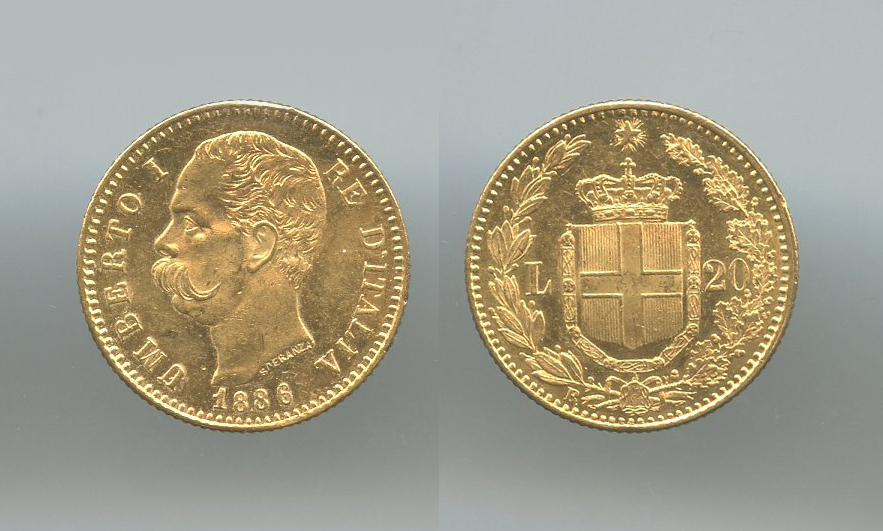 REGNO D' ITALIA, Umberto I (1878-1900) 20 Lire 1886 REGNO D' ITALIA, Umberto I (1878-1900) 20 Lire 1886
