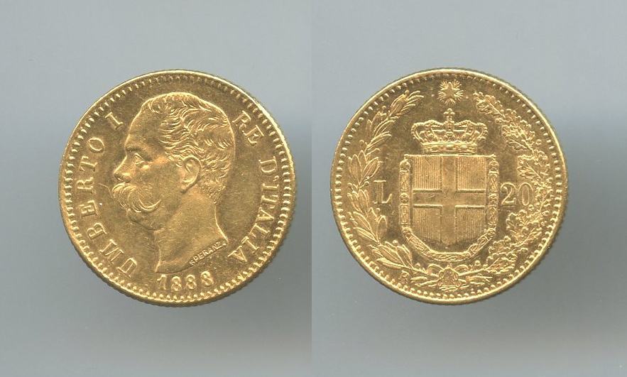 REGNO D' ITALIA, Umberto I (1878-1900) 20 Lire 1888 REGNO D' ITALIA, Umberto I (1878-1900) 20 Lire 1888