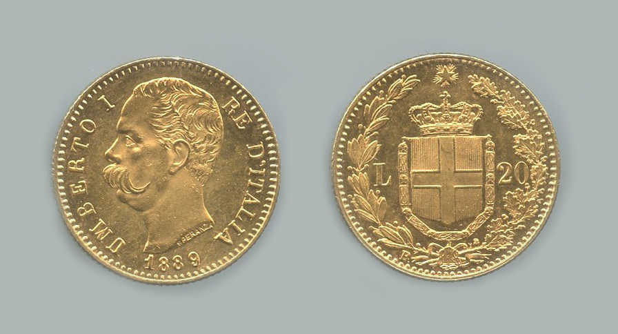 REGNO D' ITALIA, Umberto I (1878-1900) 20 Lire 1889 REGNO D' ITALIA, Umberto I (1878-1900) 20 Lire 1889