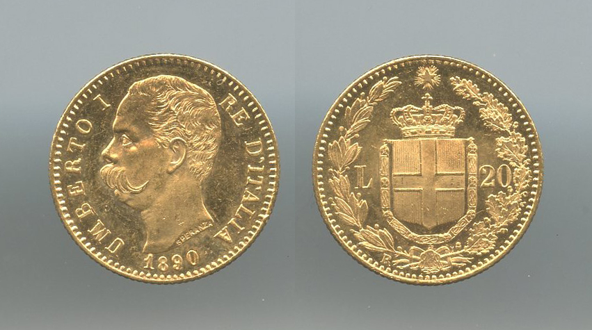 REGNO D' ITALIA, Umberto I (1878-1900) 20 Lire 1890 REGNO D' ITALIA, Umberto I (1878-1900) 20 Lire 1890