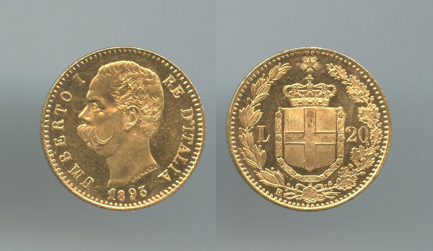 REGNO D' ITALIA, Umberto I (1878-1900) 20 Lire 1893 - 1 Ribattuto REGNO D' ITALIA, Umberto I (1878-1900) 20 Lire 1893 - 1 Ribattuto