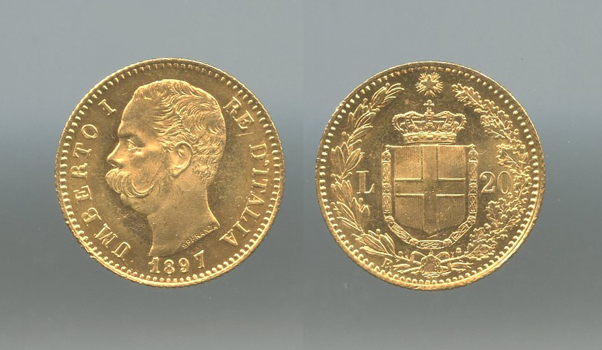 REGNO D' ITALIA, Umberto I (1878-1900) 20 Lire 1897 REGNO D' ITALIA, Umberto I (1878-1900) 20 Lire 1897