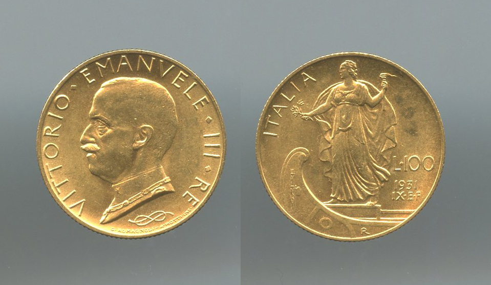REGNO D' ITALIA, Vittorio Emanuele III (1900-1943) 100 Lire 1931 A. IX "Italia su Prora" REGNO D' ITALIA, Vittorio Emanuele III (1900-1943) 100 Lire 1931 A. IX "Italia su Prora"