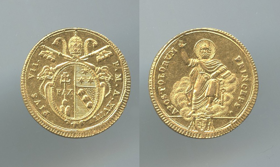 STATO PONTIFICIO, Pio VII (1800-1823) Doppia 1818 A. XVIII STATO PONTIFICIO, Pio VII (1800-1823) Doppia 1818 A. XVIII