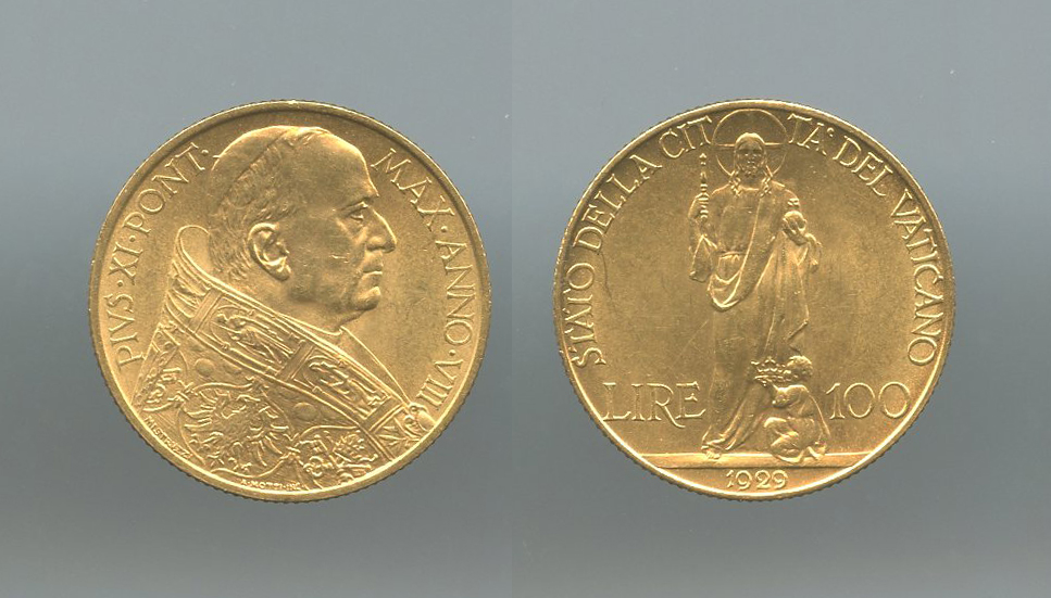 VATICANO, Pio XI (1929-1938) 100 Lire 1929 VATICANO, Pio XI (1929-1938) 100 Lire 1929