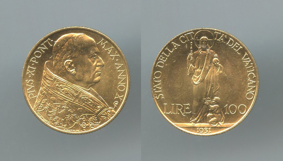 VATICANO, Pio XI (1929-1938) 100 Lire 1931 VATICANO, Pio XI (1929-1938) 100 Lire 1931
