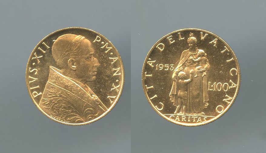 VATICANO, Pio XII (1939-1958) 100 Lire 1953 VATICANO, Pio XII (1939-1958) 100 Lire 1953