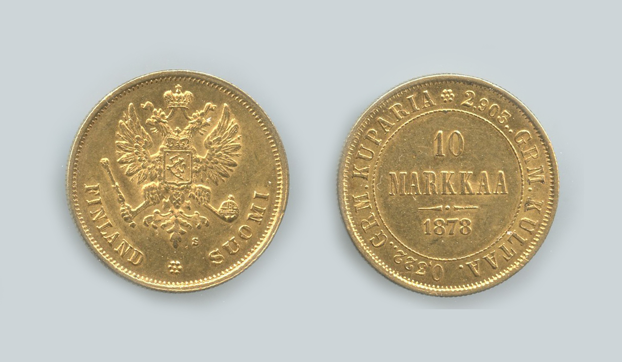 FINLANDIA, Alessandro II (1855-1881) 10 Markkaa 1878 S